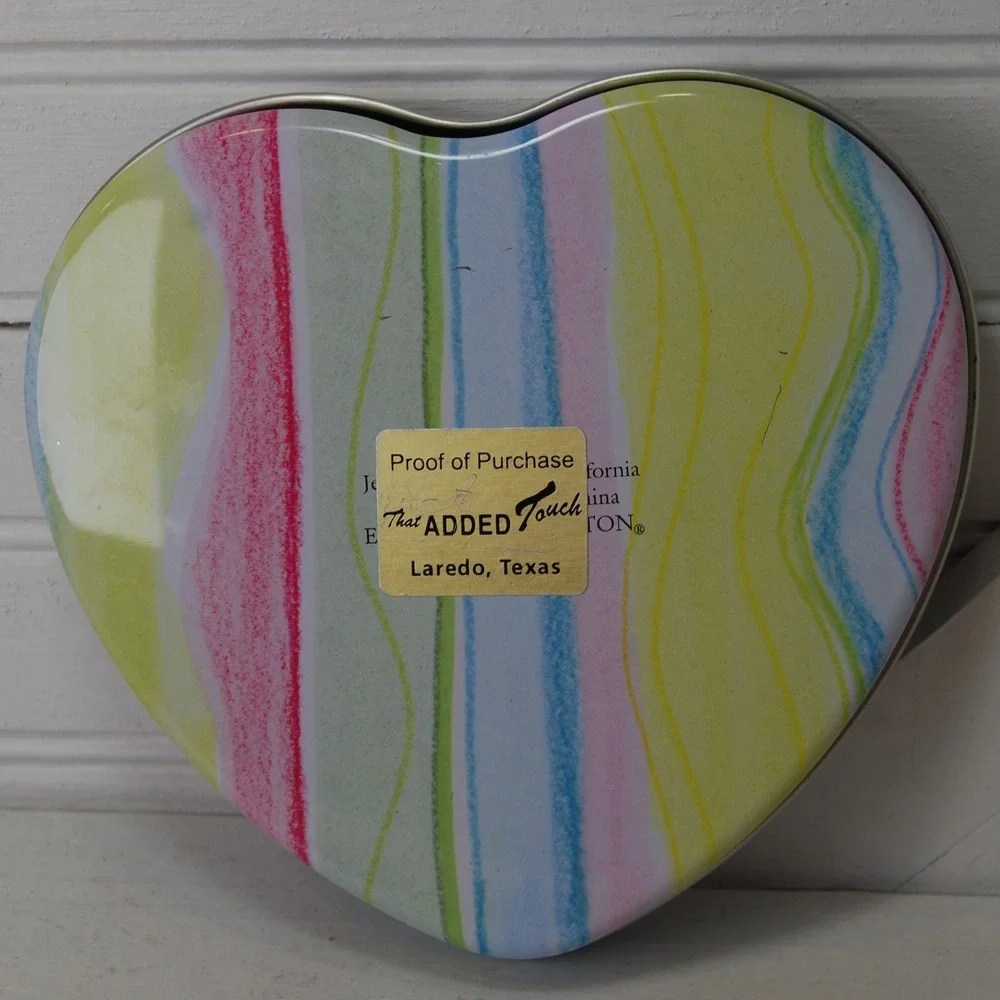 Brighton Tin Jewelry box Heart-shaped‎ Flower vines Striped Y2K Vintage